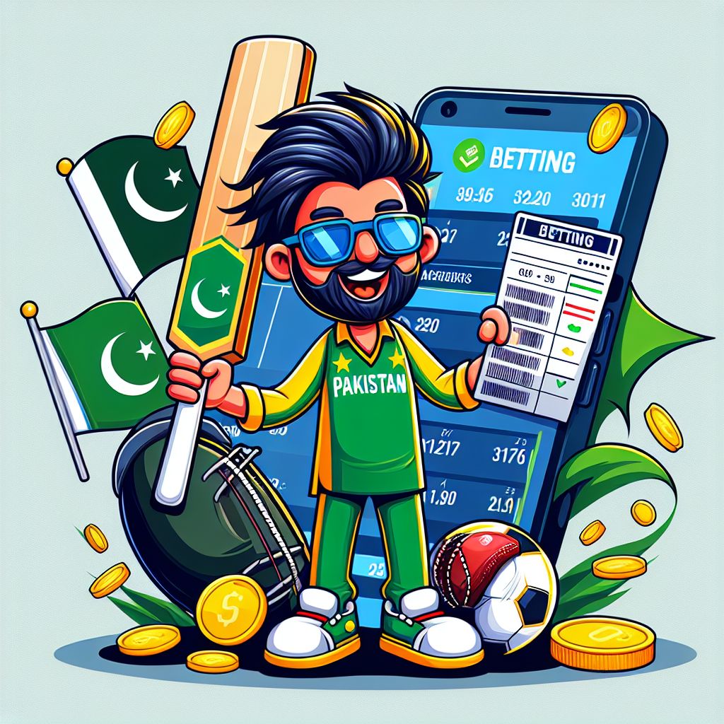 Lucky36 themed cartoon sports betting character with tickets, coins, and a mobile screen